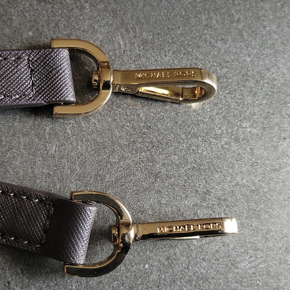 MICHAEL KORS HANDBAG REPLACEMENT STRAP BROWN SAFFIANO LEATHER GOLD HARDWARE - Picture 3 of 6